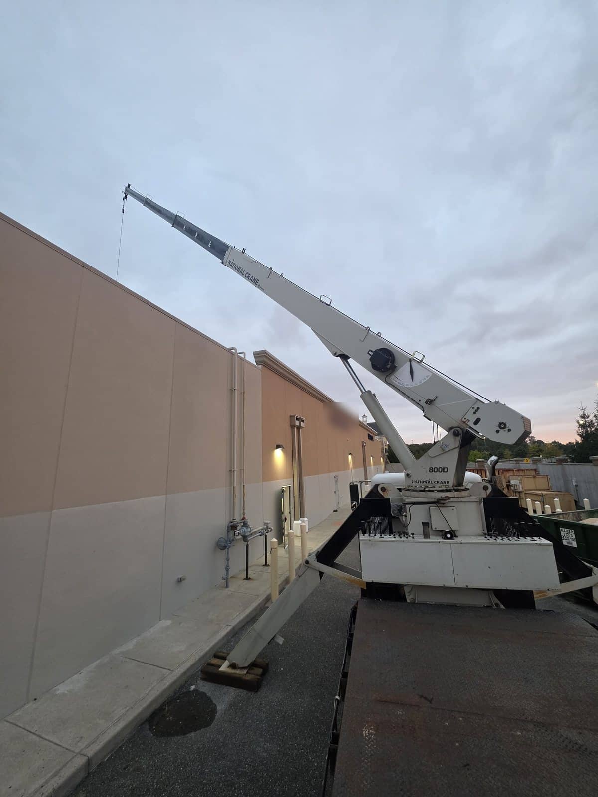 Steedle truck crane at sunrise on an RTU swap in Gloucester Township, NJ